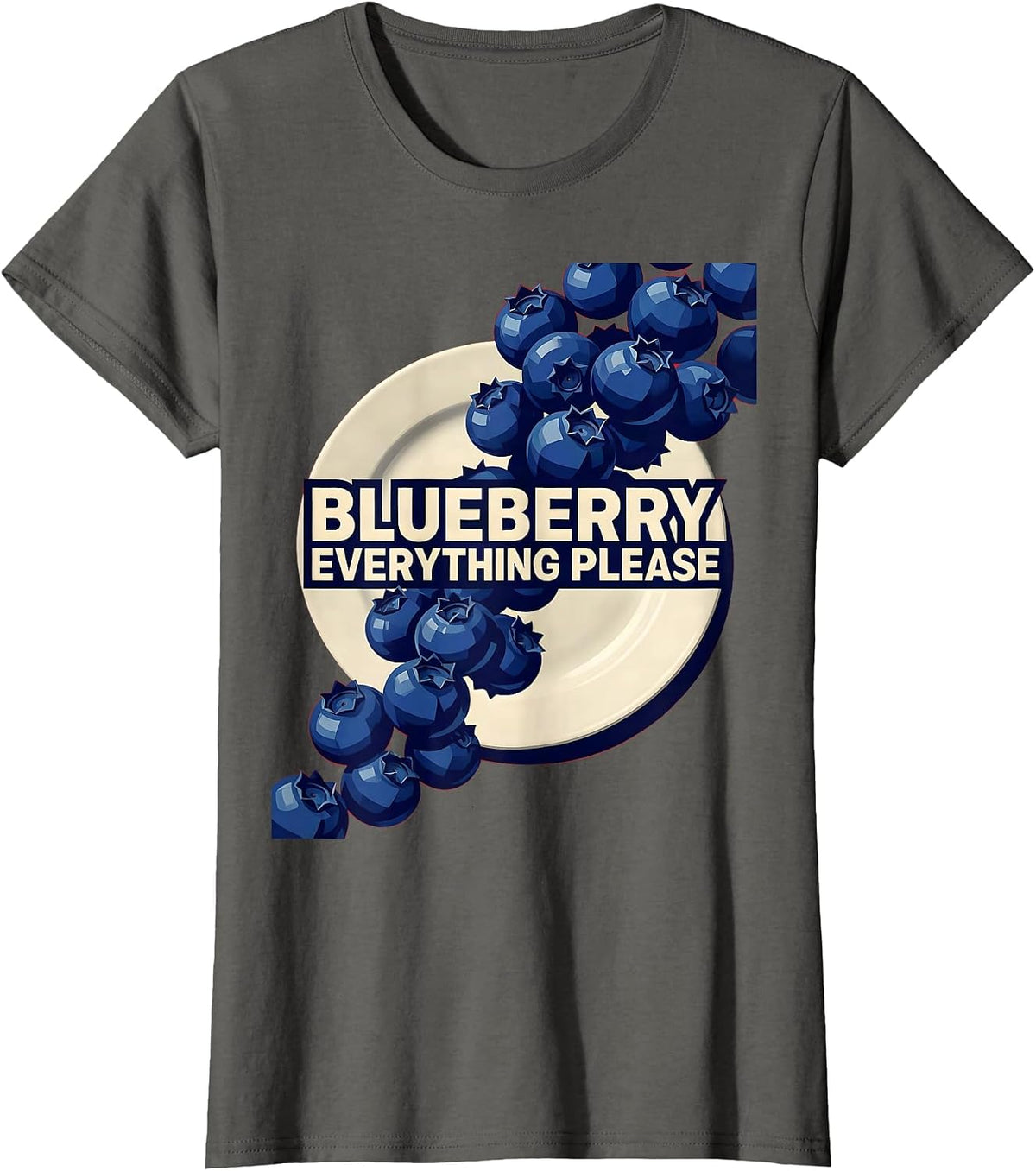 Women's Red White and Blueberries Patriotic Fruit Design T-Shirt - Asphalt Grey