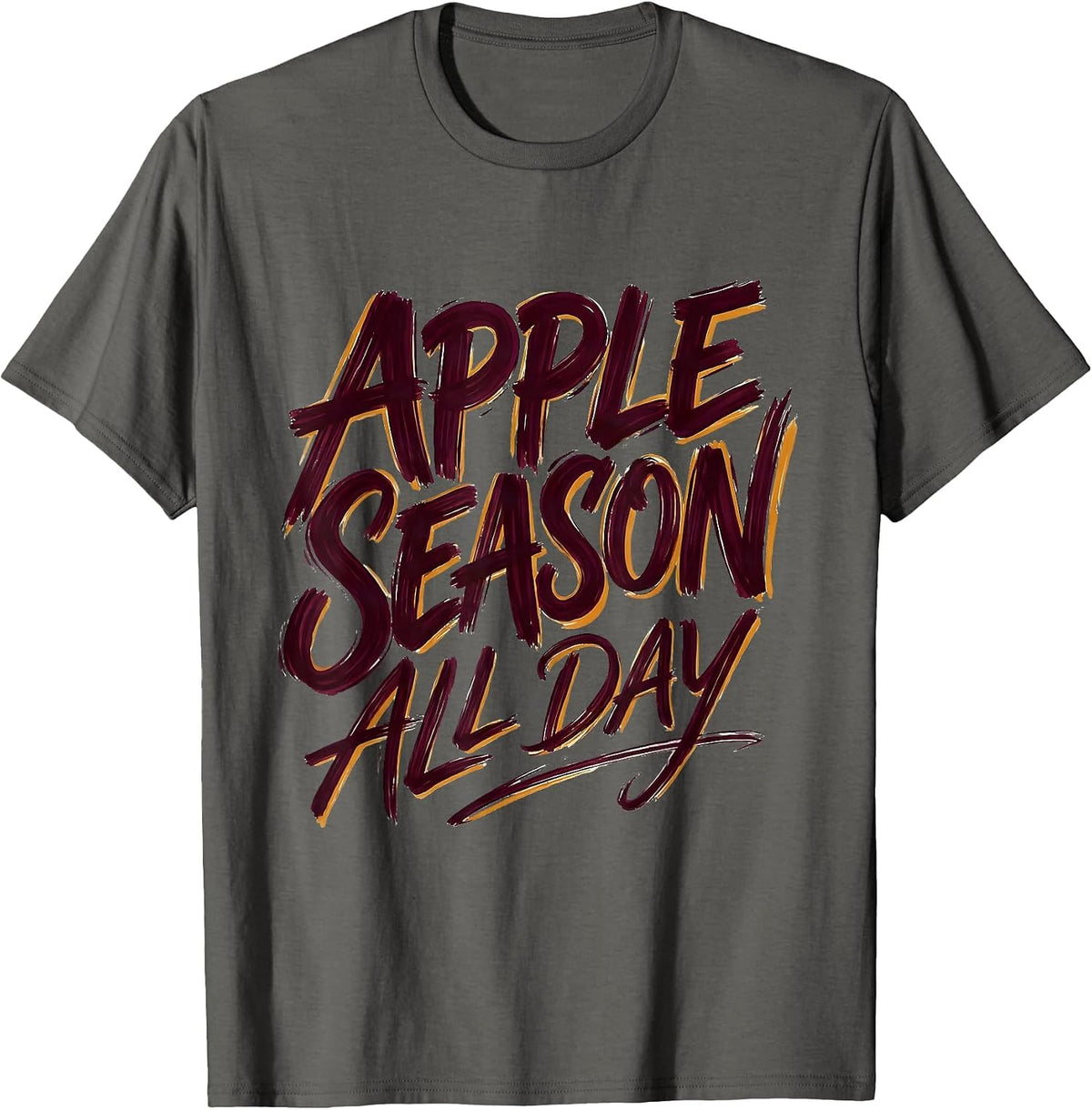 Apple Season All Day Apple Picking Design T-Shirt - Asphalt Grey