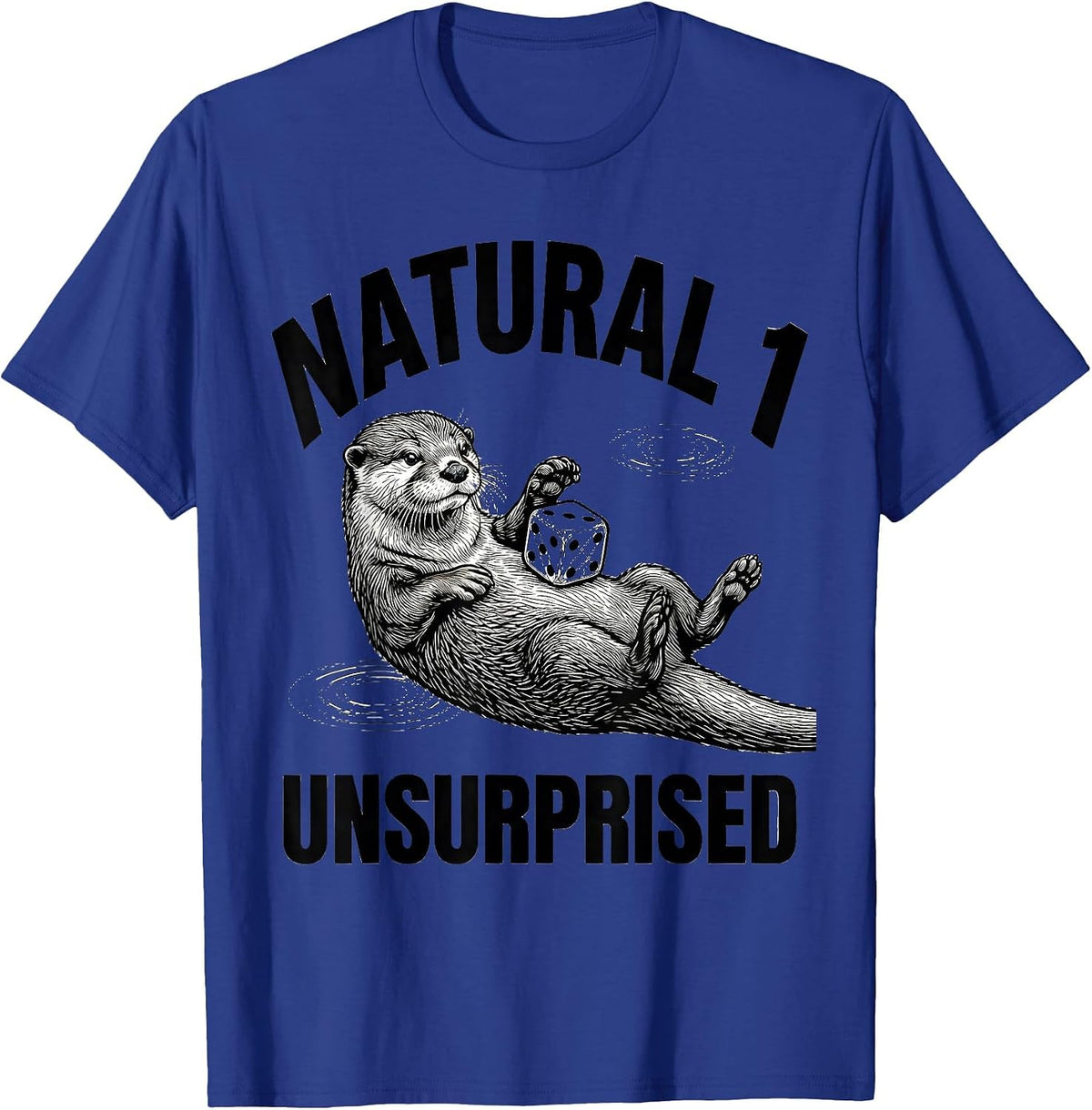 Men's Natural 1 Unsurprised Line Art Otter Gamer Japanese Art T-Shirt - Royal Blue