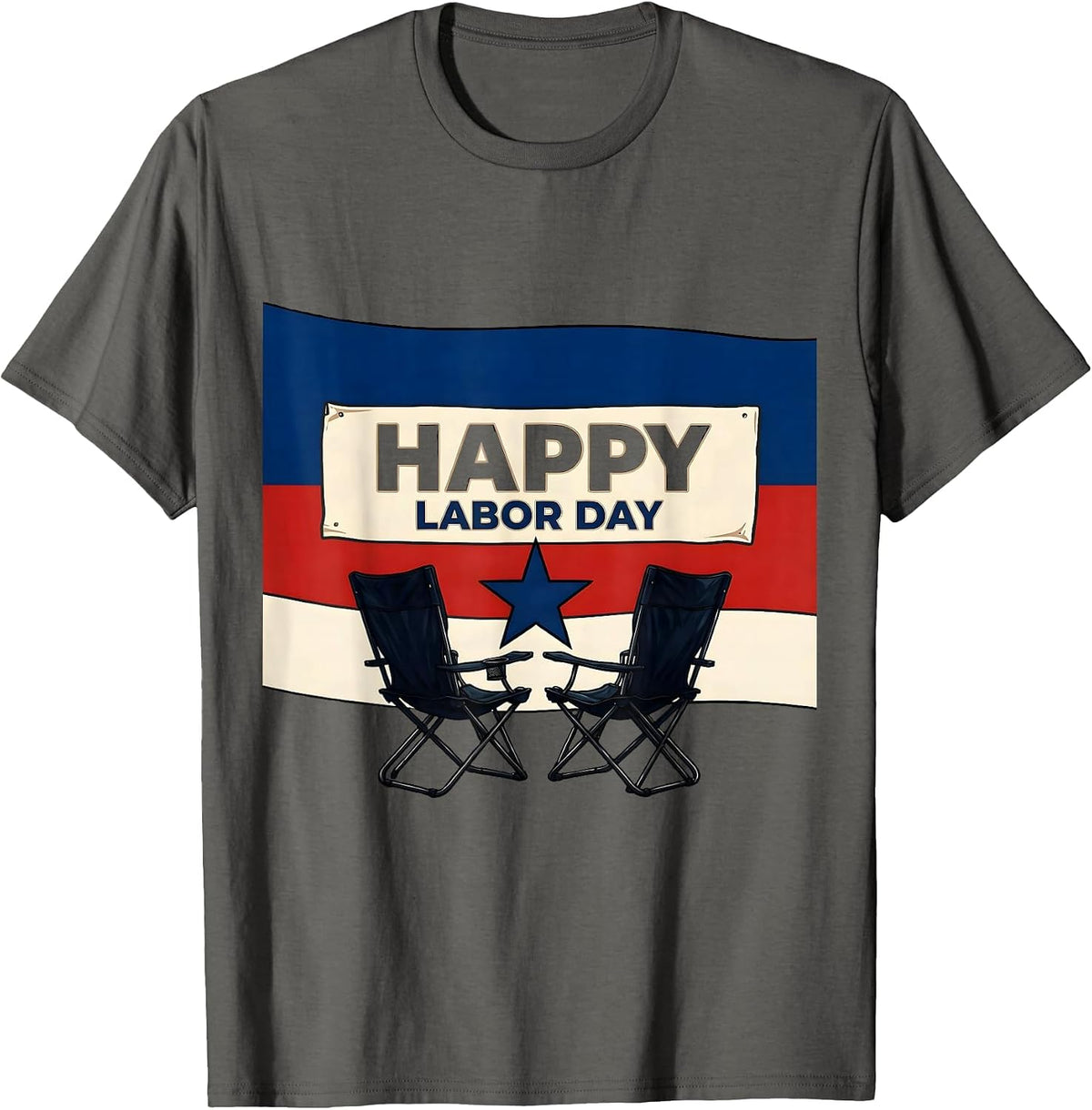Men's Happy Labor Day Patriotic Americana Tribute Warm T-Shirt - Asphalt Grey