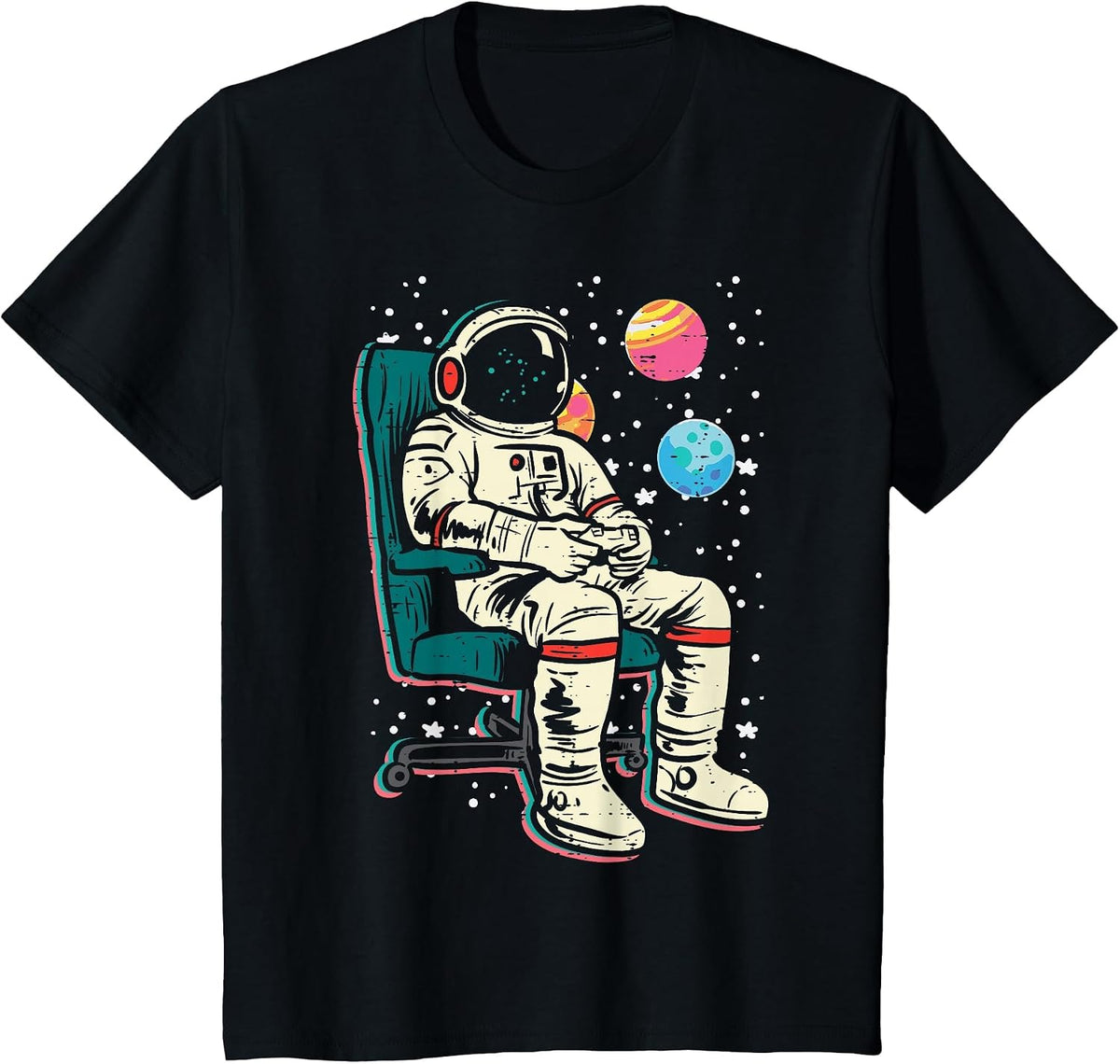 Astronaut Gamer Space Video Gaming Galaxy Men Boys Kids Teen T-Shirt - Black