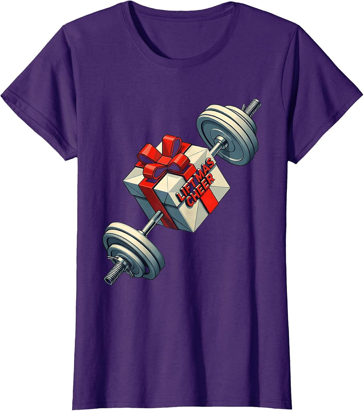 Women's Liftmas Cheer Funny Christmas Gym Weightlifting Workout Gift T-Shirt - Purple