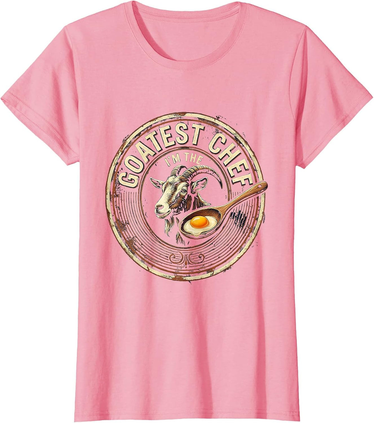 Women's I'm the Goatest Chef Vintage Funny Goat Pun Meme Humor T-Shirt - Pink
