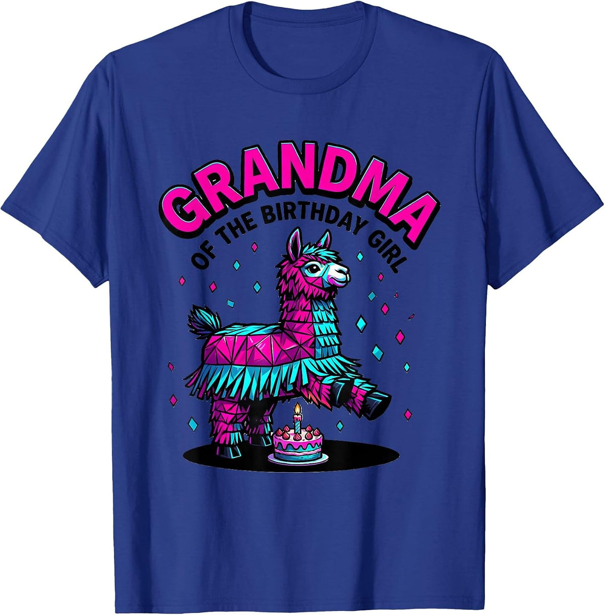 Grandma Of The Birthday Girl Pop Art Llama Piñata Party T-Shirt - Royal Blue