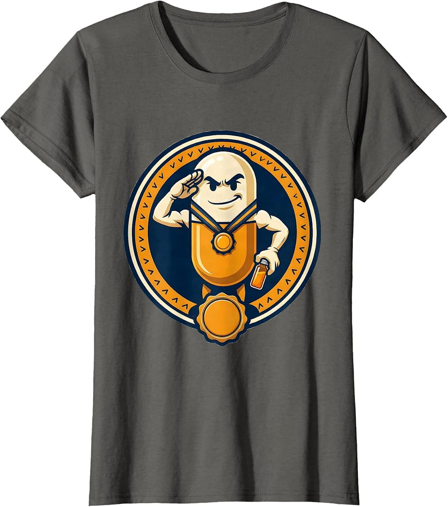 Capsule Mascot Pharmacy Tech Humor Pharmacist Gift T-Shirt, Women, Asphalt Grey, Large - As Pictured