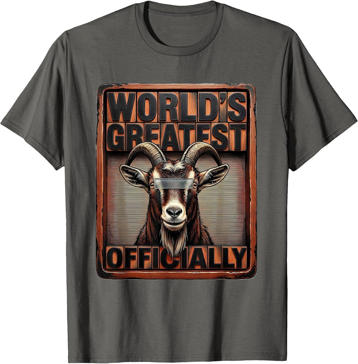 Men's World's Greatest Officially Funny Goat Novelty Animal Humor T-Shirt - Asphalt Grey