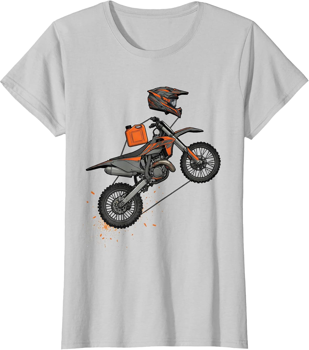 Dirt Bike Exploded View Technical Motocross Rider T-Shirt - Silver Grey
