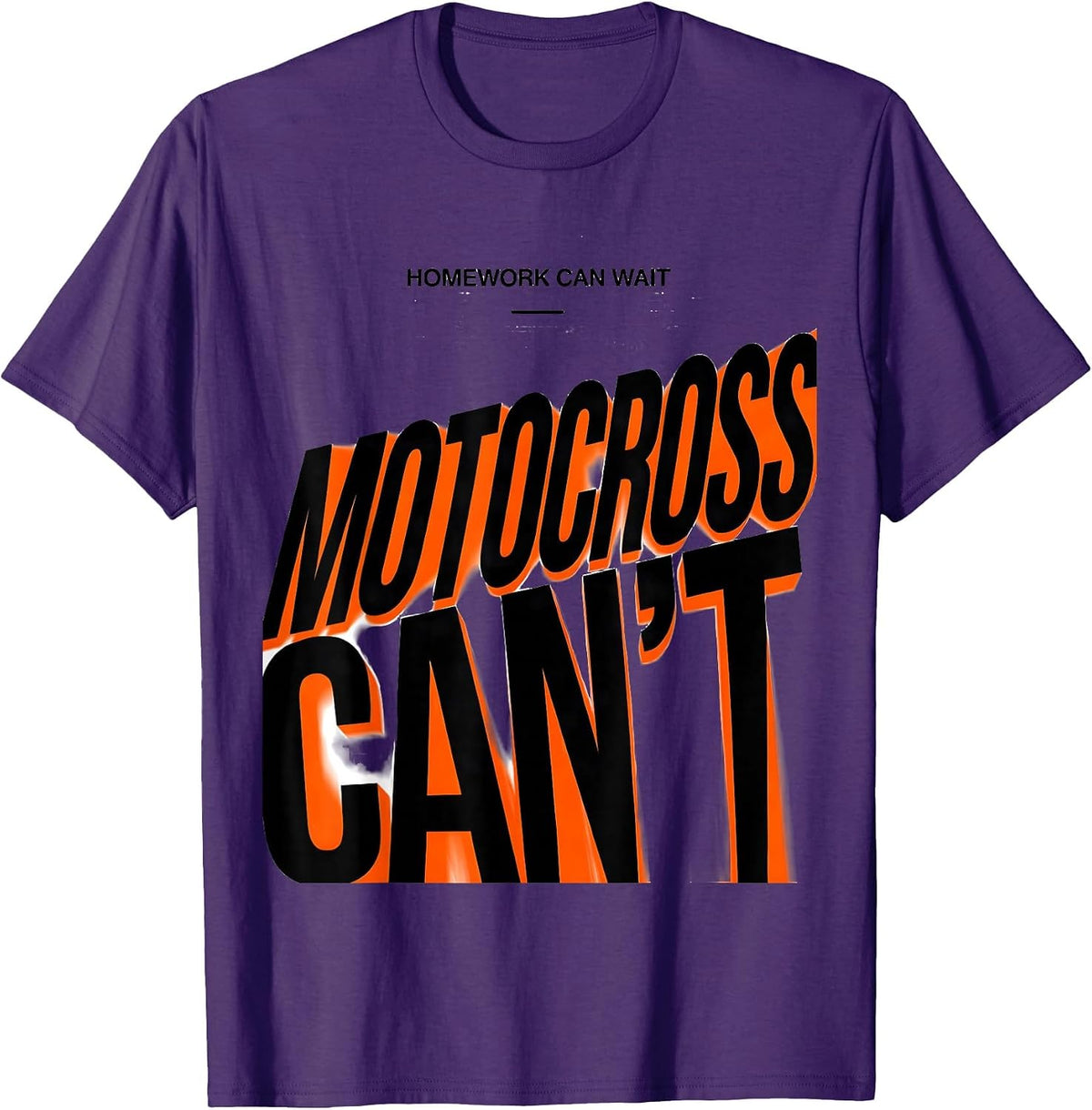 Homework Can Wait Motocross Can't Funny Racing Gift T-Shirt - Purple