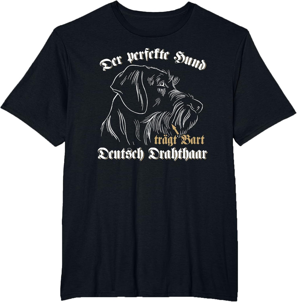 German Wirehaired The Perfect Dog Wearing Beard Dog Head T-Shirt - Black