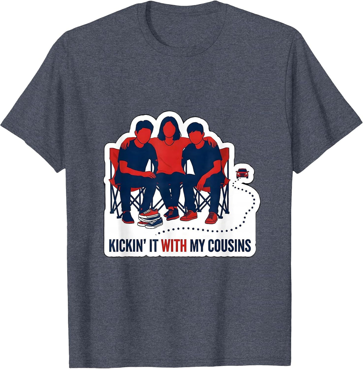 Kickin It With My Cousins Funny Family Reunion Matching T-Shirt - Heather Blue