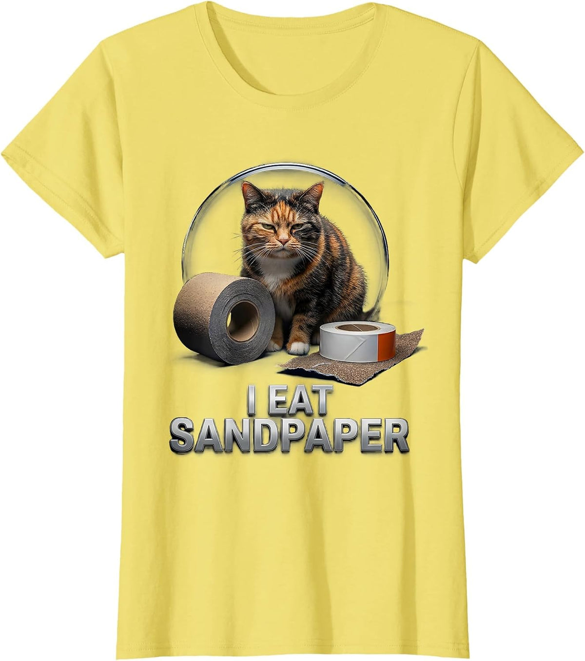 I Eat Sandpaper Funny Cat Meme Bootleg Graphic Gen-Z T-Shirt - Lemon Yellow