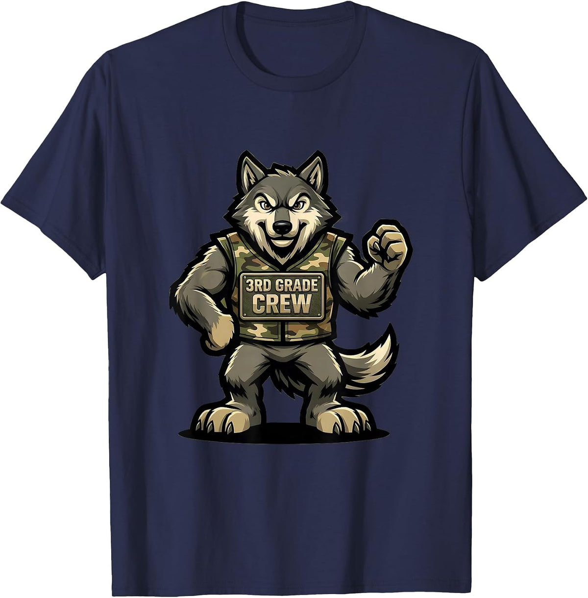 3RD GRADE CREW Camo Third Grade Boy Back To School T-Shirt - Navy Blue