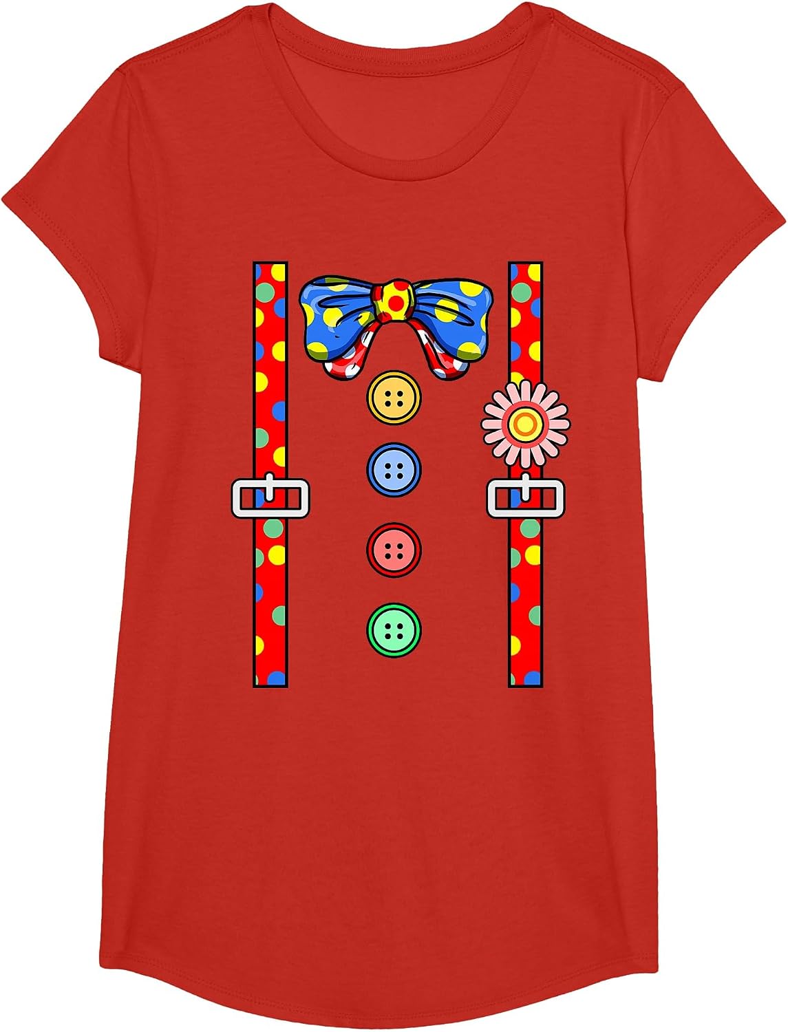 Clown Costume Halloween T-Shirt - Girls Red