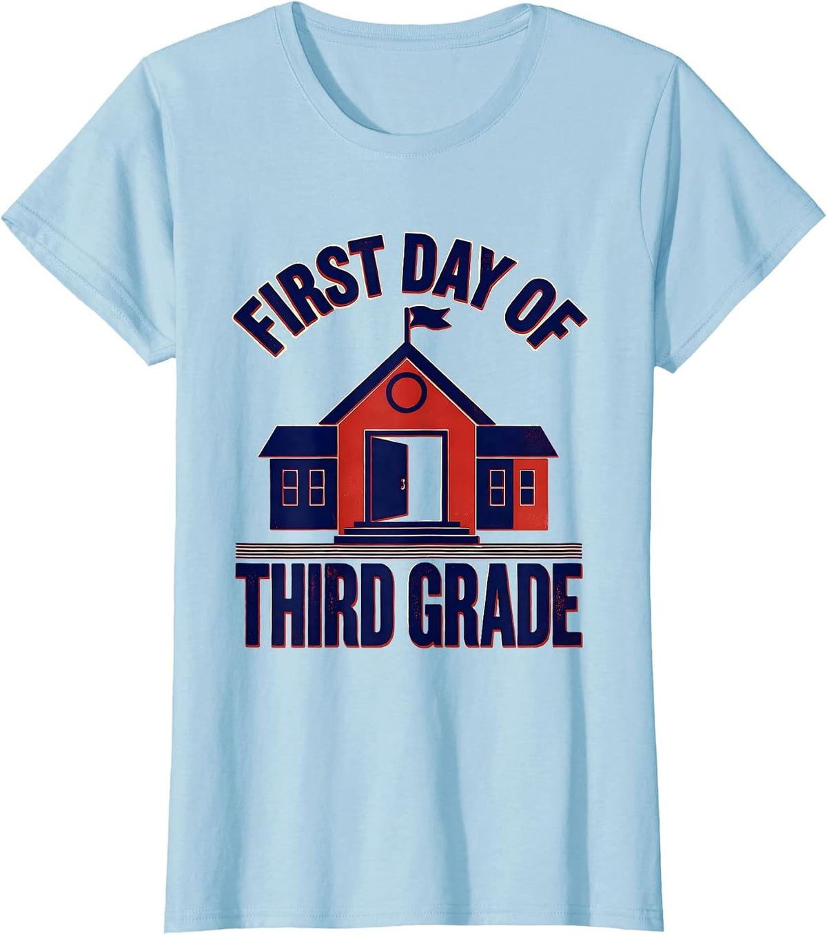 First Day Of Third Grade Retro Groovy Teacher & Student Back T-Shirt - Baby Blue