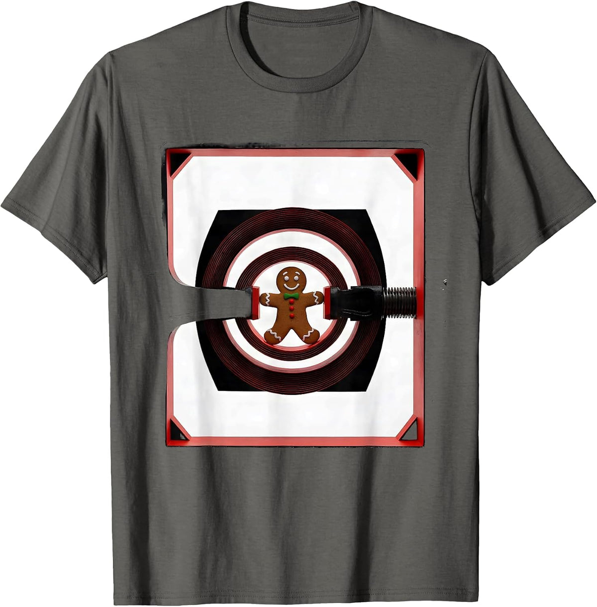 Men's Gingerbread Radiology Tech Geometric Christmas Humor T-Shirt - Asphalt Grey