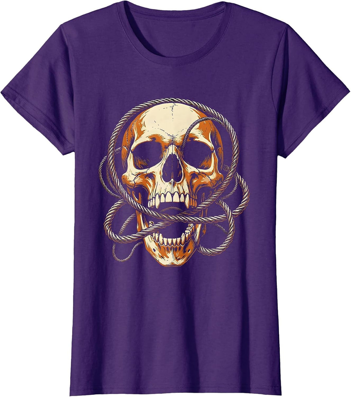 Women's Crow Skull Tangled Guitar Strings Grunge Art T-Shirt - Purple