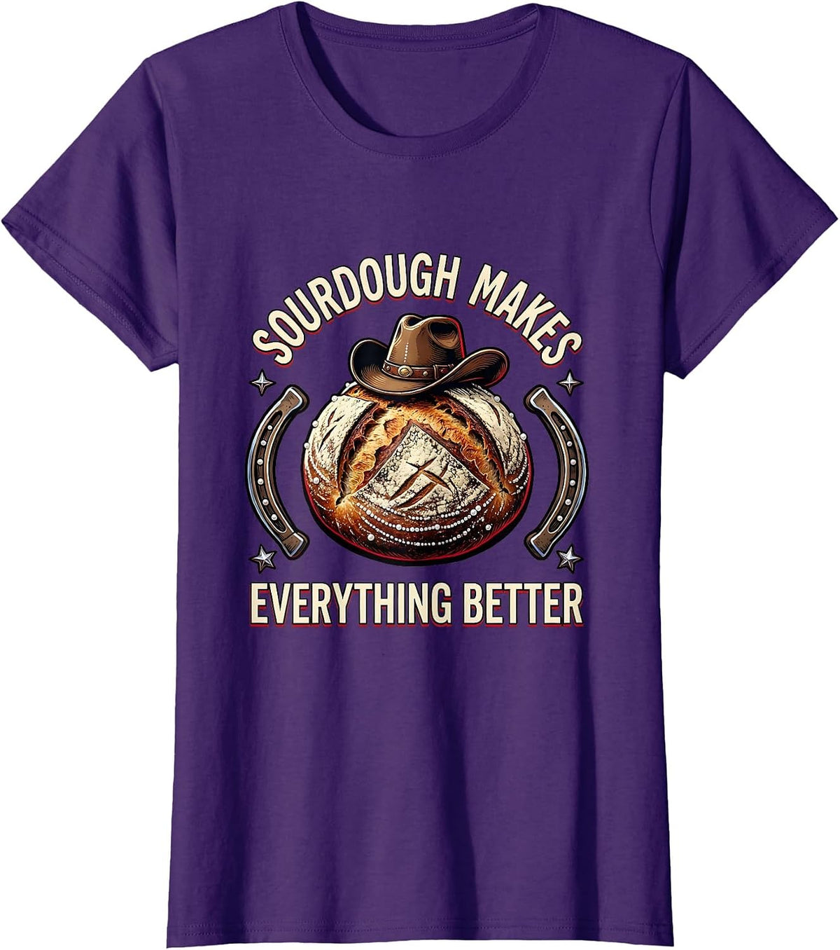 Women's Sourdough Makes Everything Better Baker Design T-Shirt - Purple
