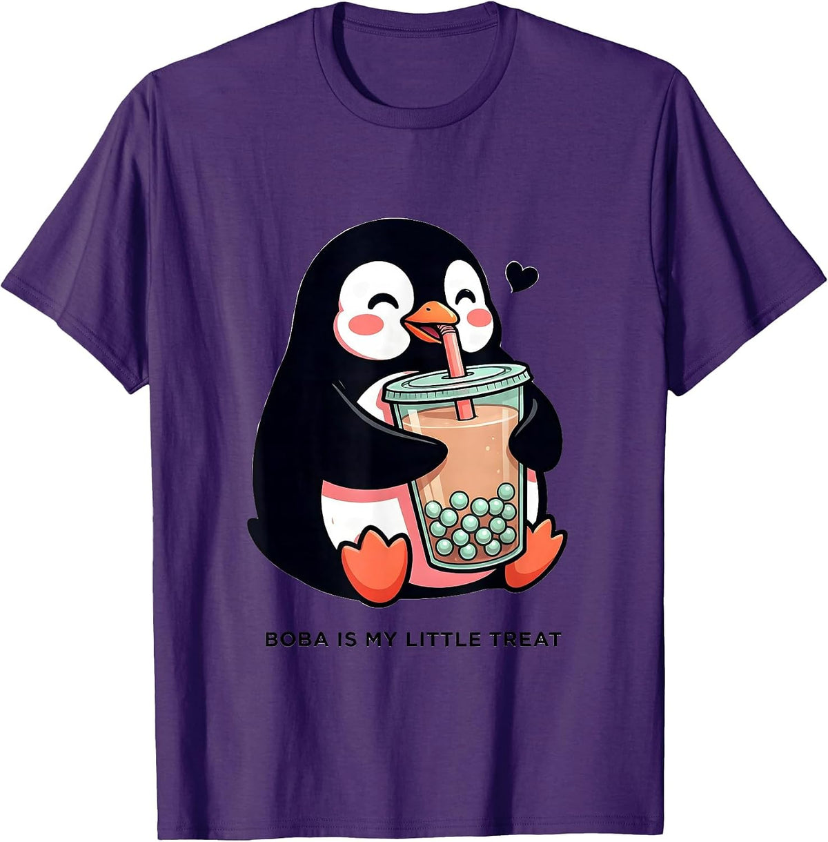 Men's Boba Is My Little Treat Cute Kawaii Penguin Bubble Tea Lover T-Shirt - Purple