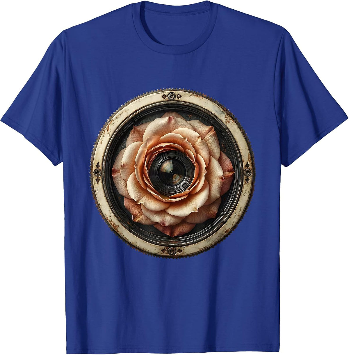 Camera Shutter Flower Bloom Photography Art T-Shirt - Royal Blue