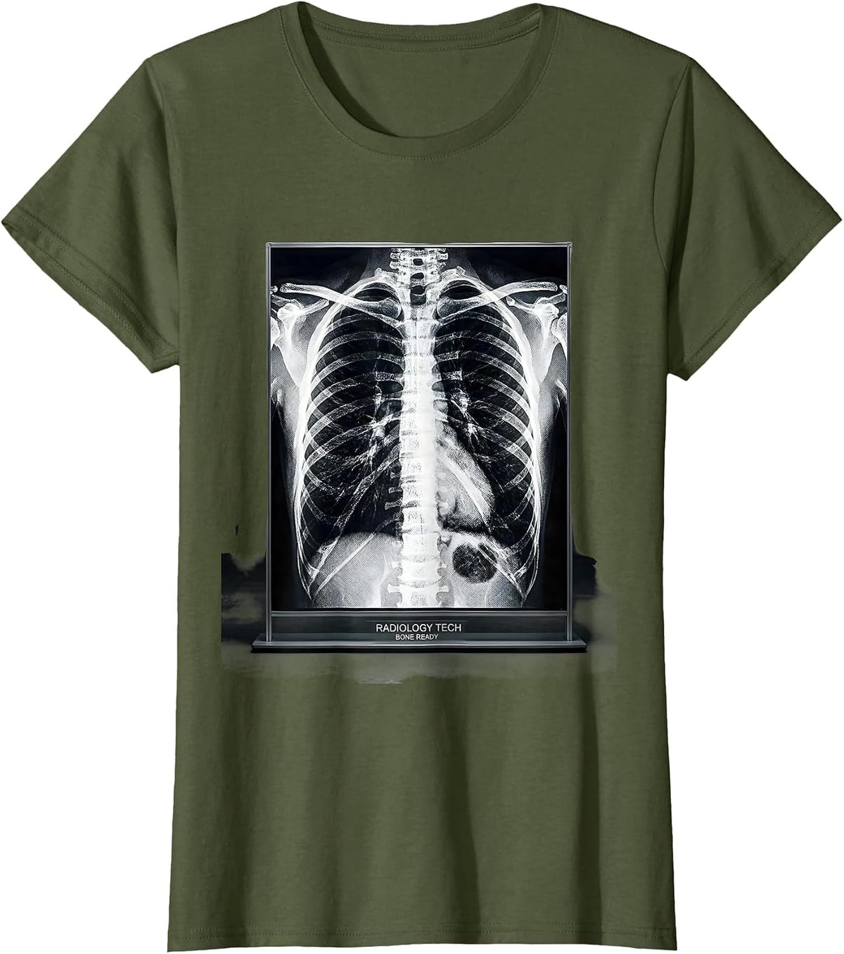Women's Radiology Tech Bone Ready Funny Radiologic Technologist T-Shirt - Olive Green