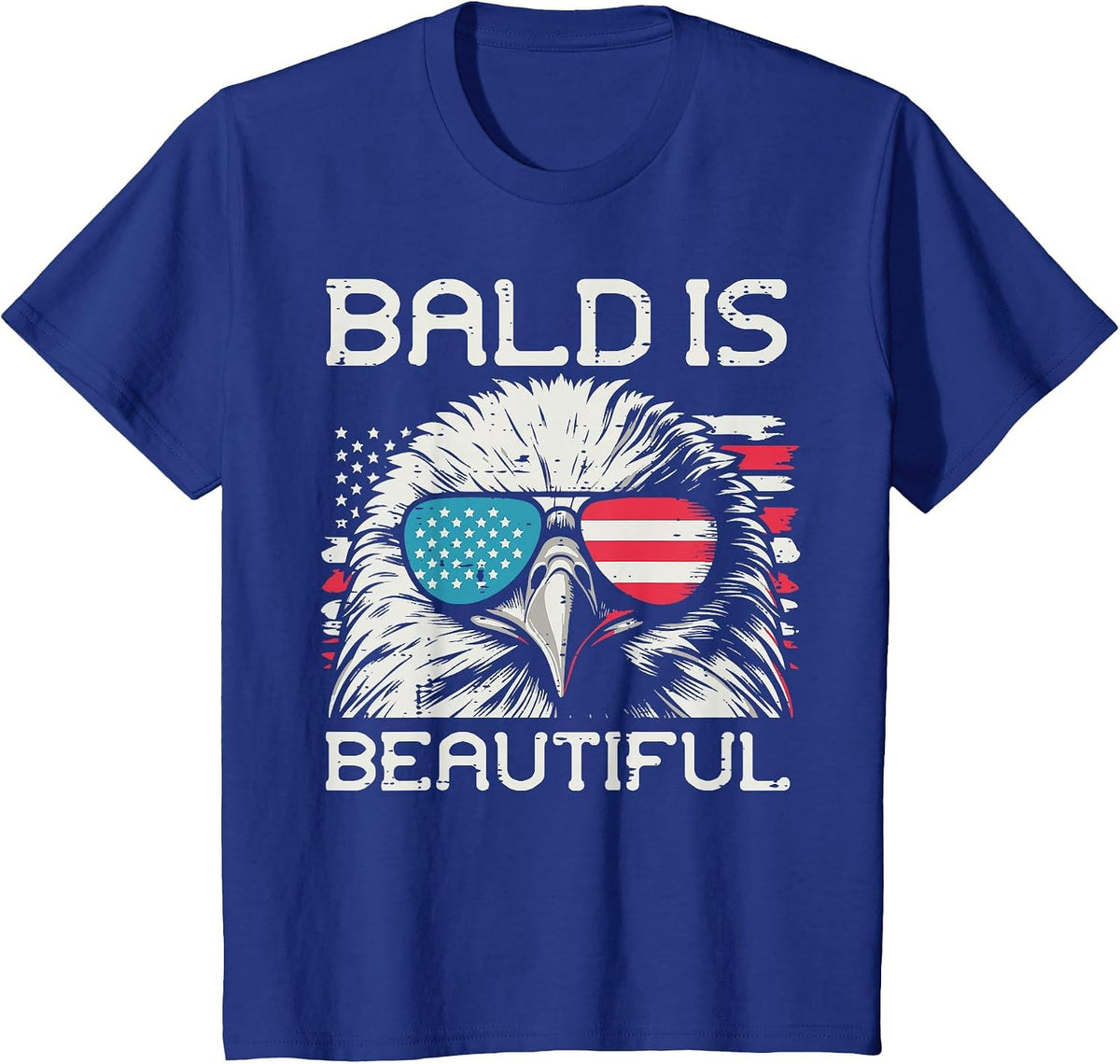 4th of July Eagle Bald Beautiful USA American Women Men Kids T-Shirt - Royal Blue