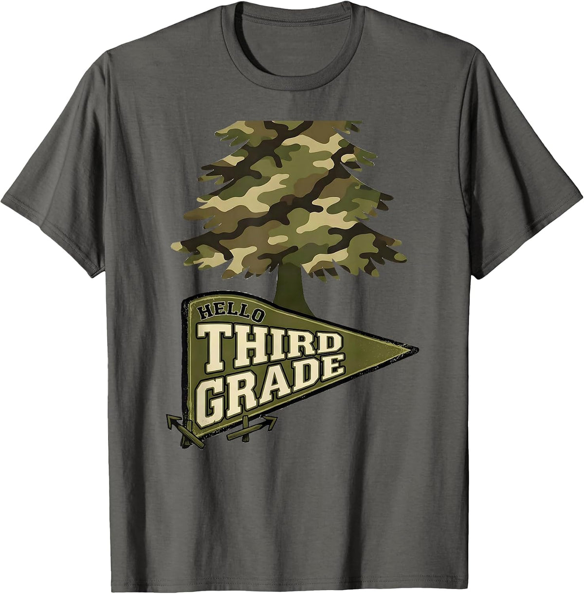 Men's Hello Third Grade Camo Third Grade Teacher Back To School T-Shirt - Asphalt Grey