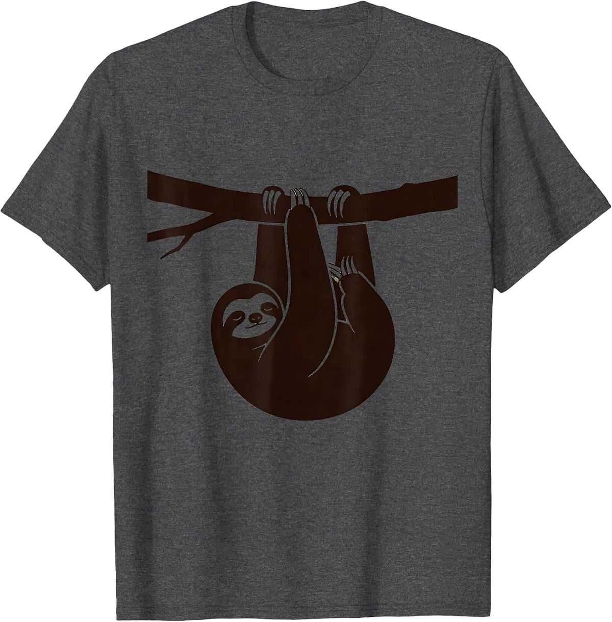 Men's Sleeping Sloth Dangling From Branch Illustration T-Shirt - Dark Heather Grey