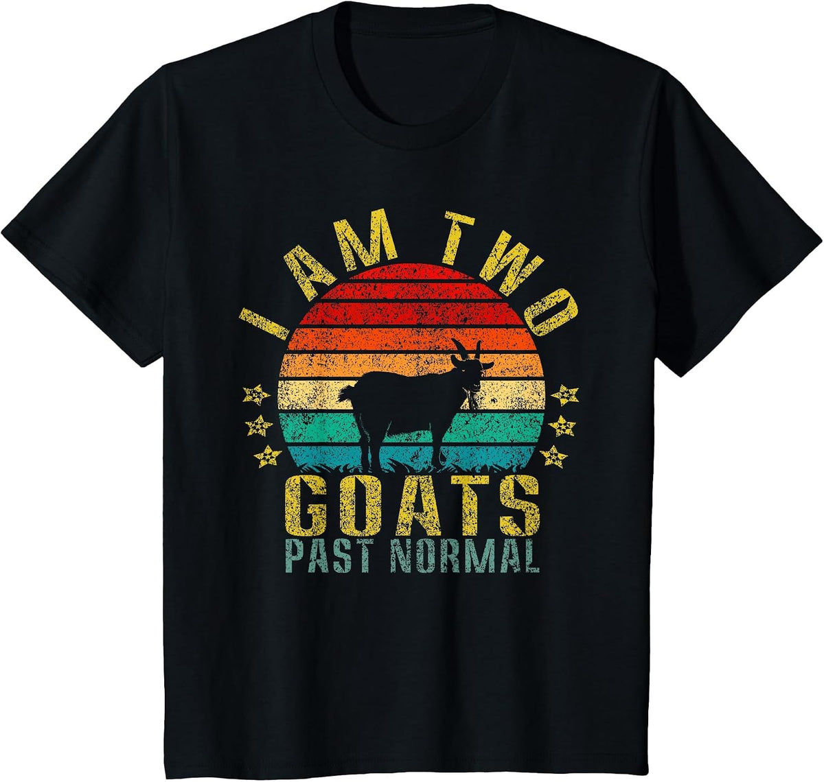 I Am Two Goats Past Normal Funny Retro T-Shirt - Black