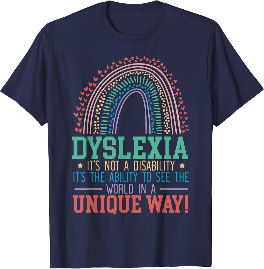 Dyslexia It's Not A Disability Dyslexia Awareness Dyslexic T-Shirt - Navy Blue