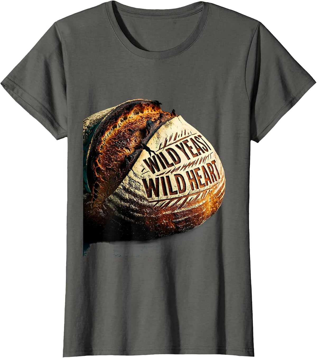 Women's Wild Yeast Wild Heart Sourdough Baker Design T-Shirt - Asphalt Grey