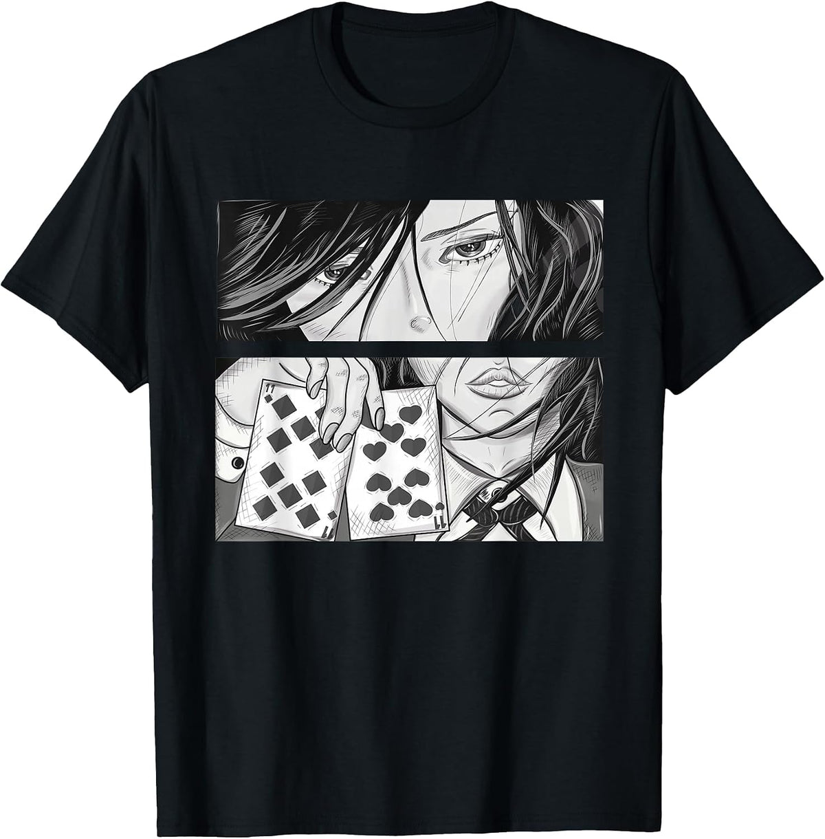 Anime Poker Girl T-Shirt - Black