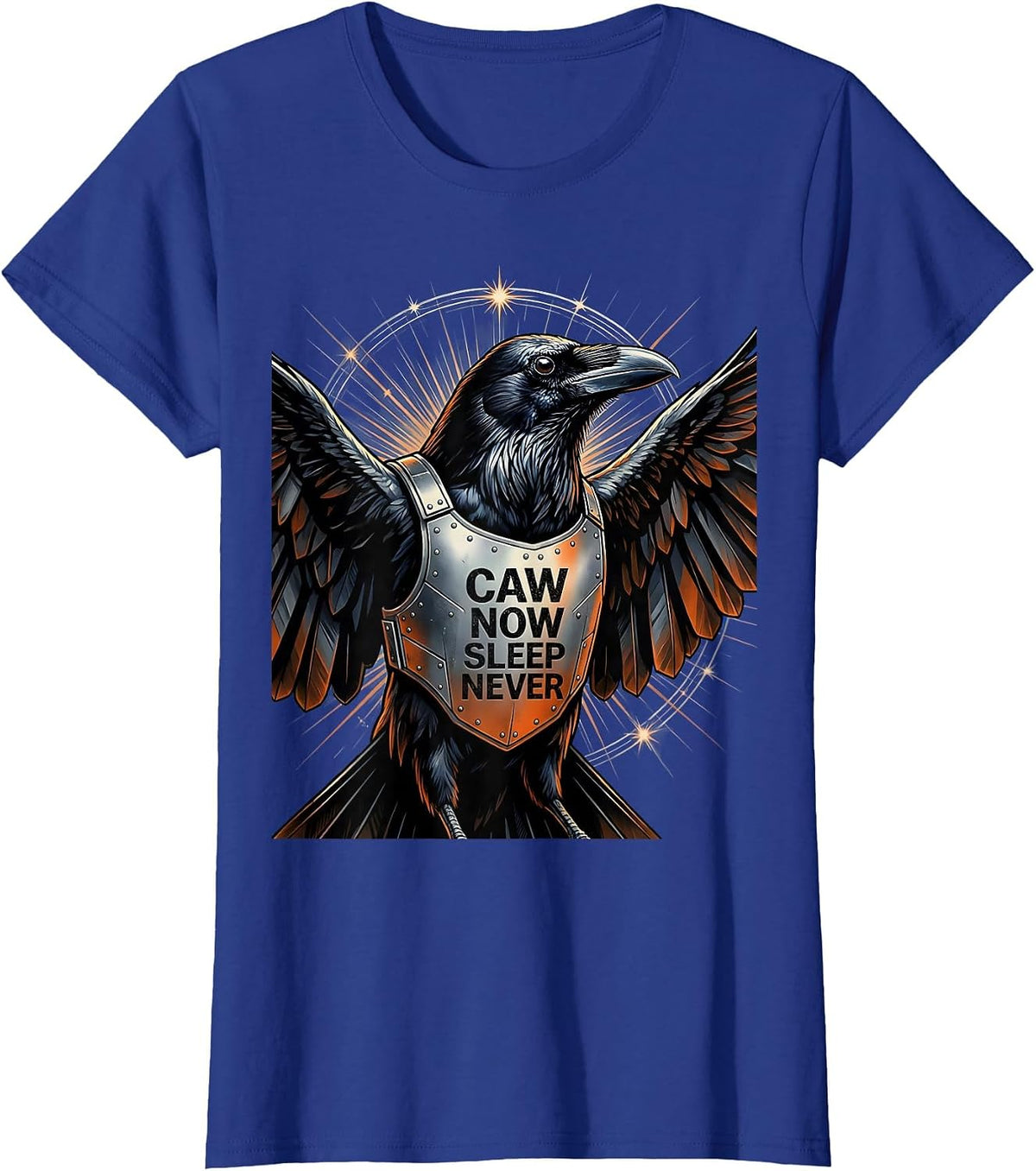 Women's Caw Now Sleep Never Crow Night Owl Design T-Shirt - Royal Blue