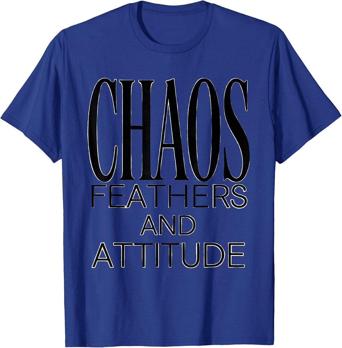Men's Chaos Feathers and Attitude Crow Design T-Shirt - Royal Blue