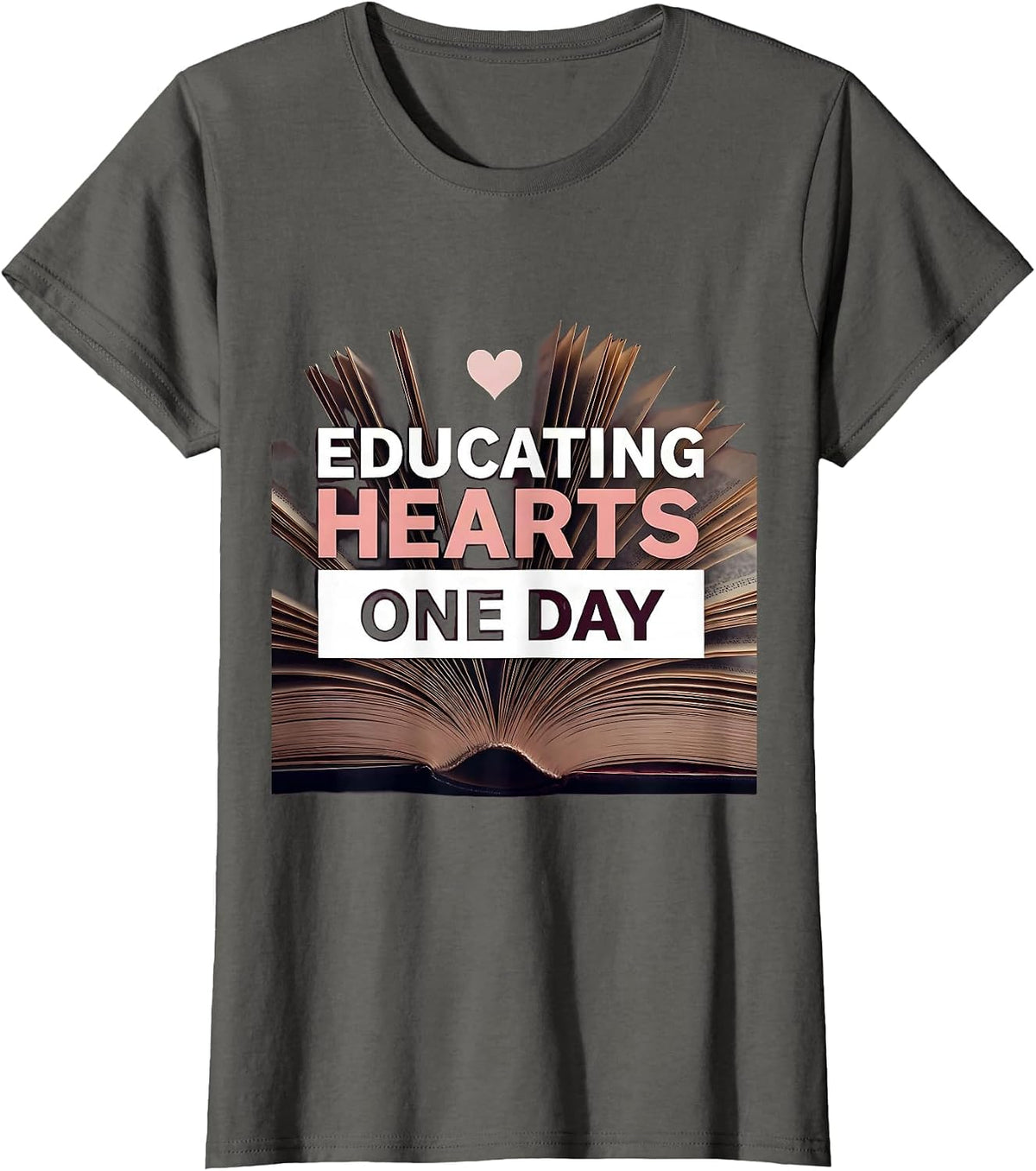 Women's Educating Hearts One Day Paraprofessional Design T-Shirt - Asphalt Grey