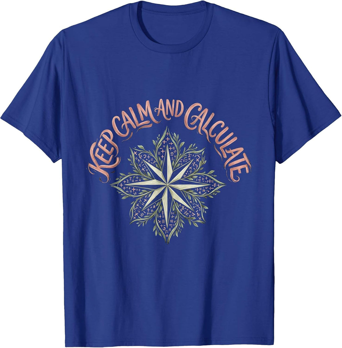 Keep Calm and Calculate Math Lover Design T-Shirt - Royal Blue