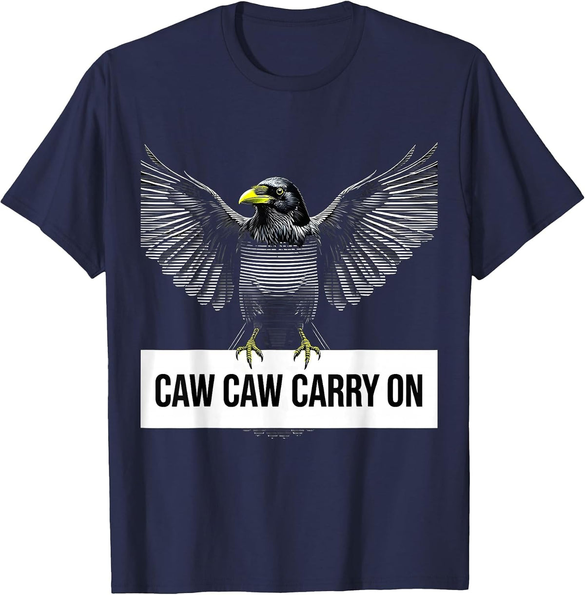 Caw Caw Carry On Funny Crow Design T-Shirt - Navy Blue