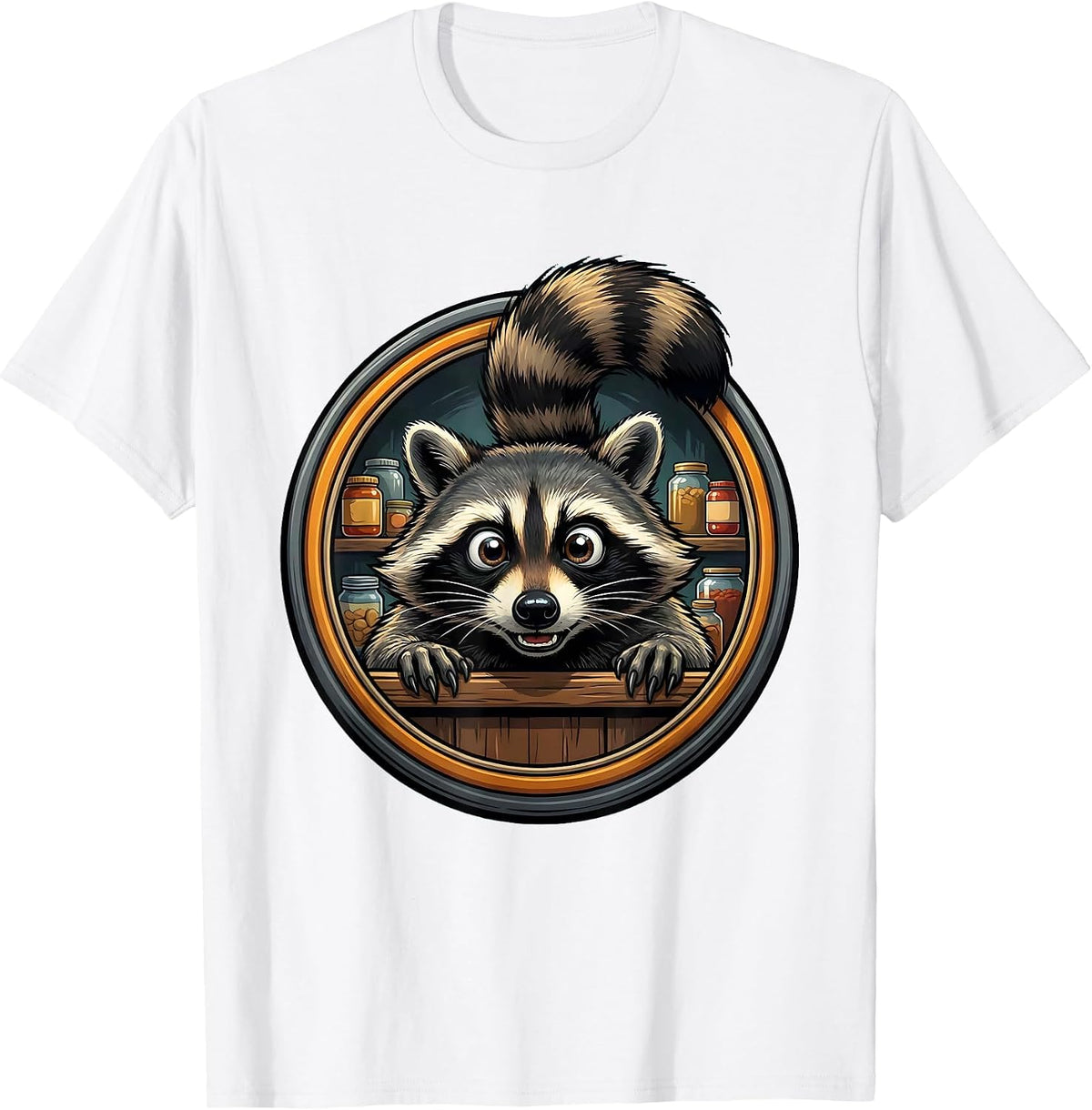 Men's Glowing Eyes Raccoon in the Dark Pantry T-Shirt - White
