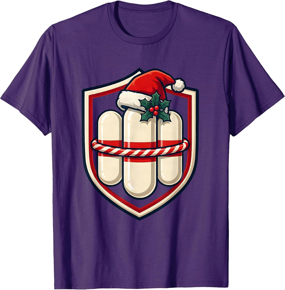 Men's Pharmacy Tech Christmas Squad Shield Badge Sports T-Shirt - Purple