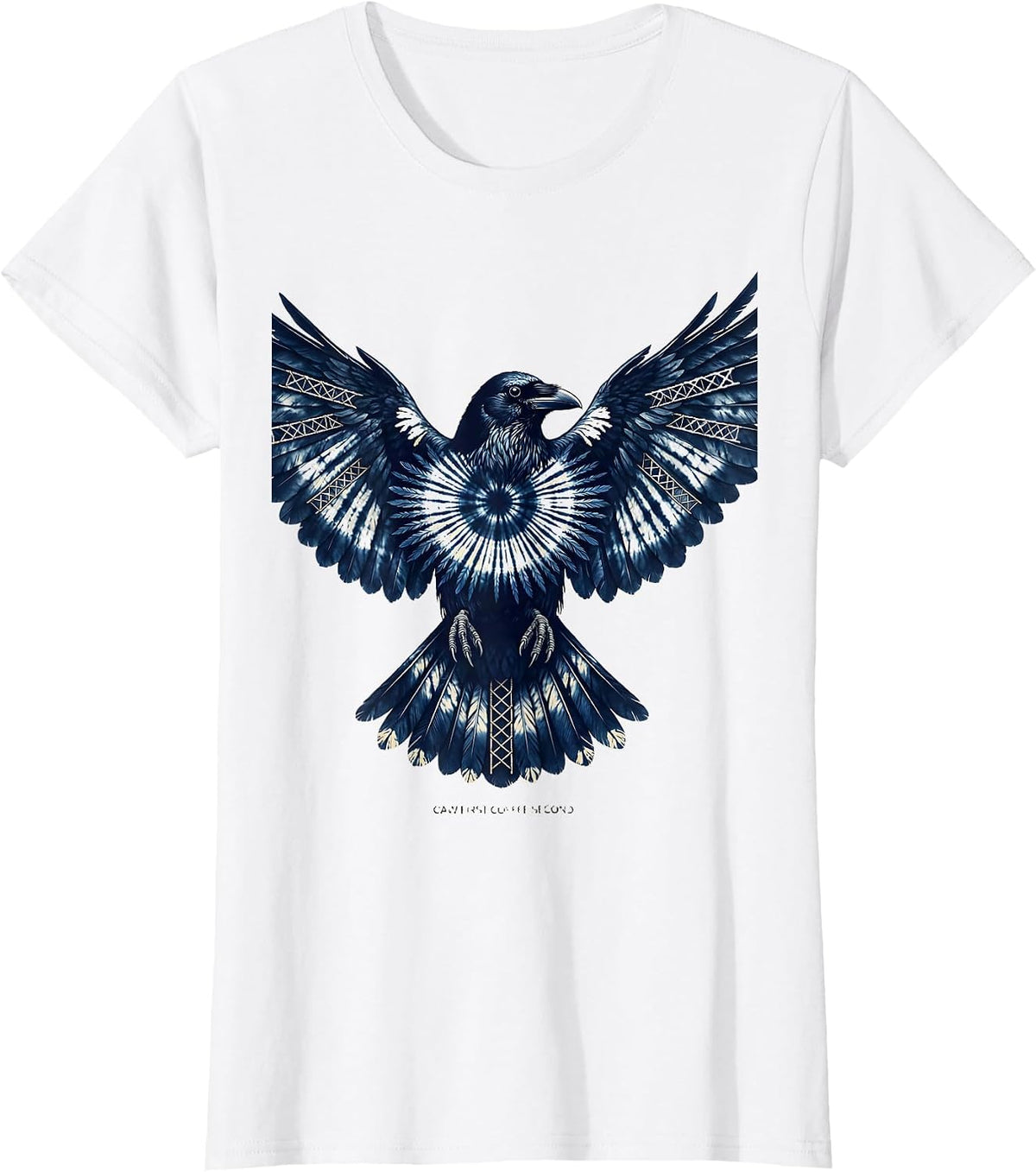 Women's Caw First Coffee Second Funny Crow Design T-Shirt - White