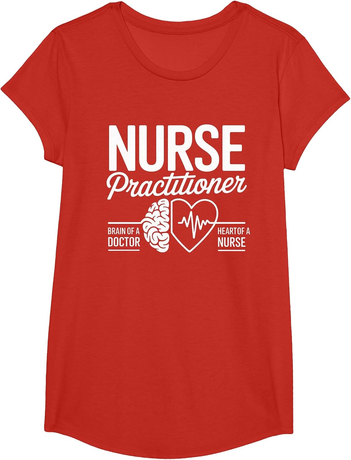 Nurse Practitioner Brain of Doctor Heart of a Nurse Medical T-Shirt - Girls Red