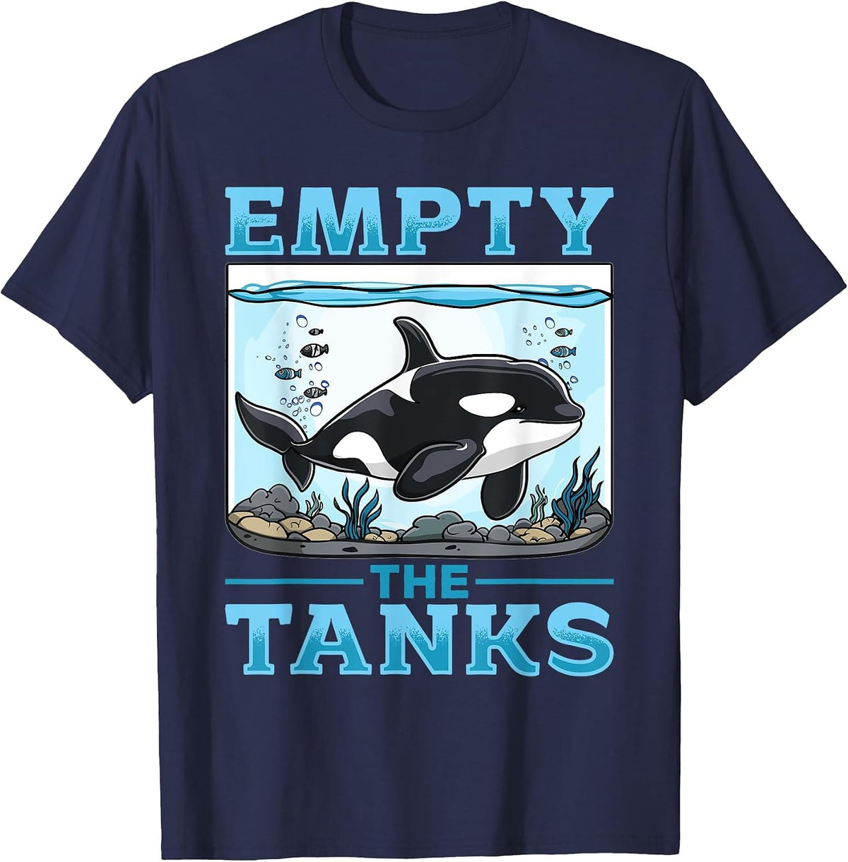 Funny Orca Animal Empty The Tanks T-Shirt - Navy Blue