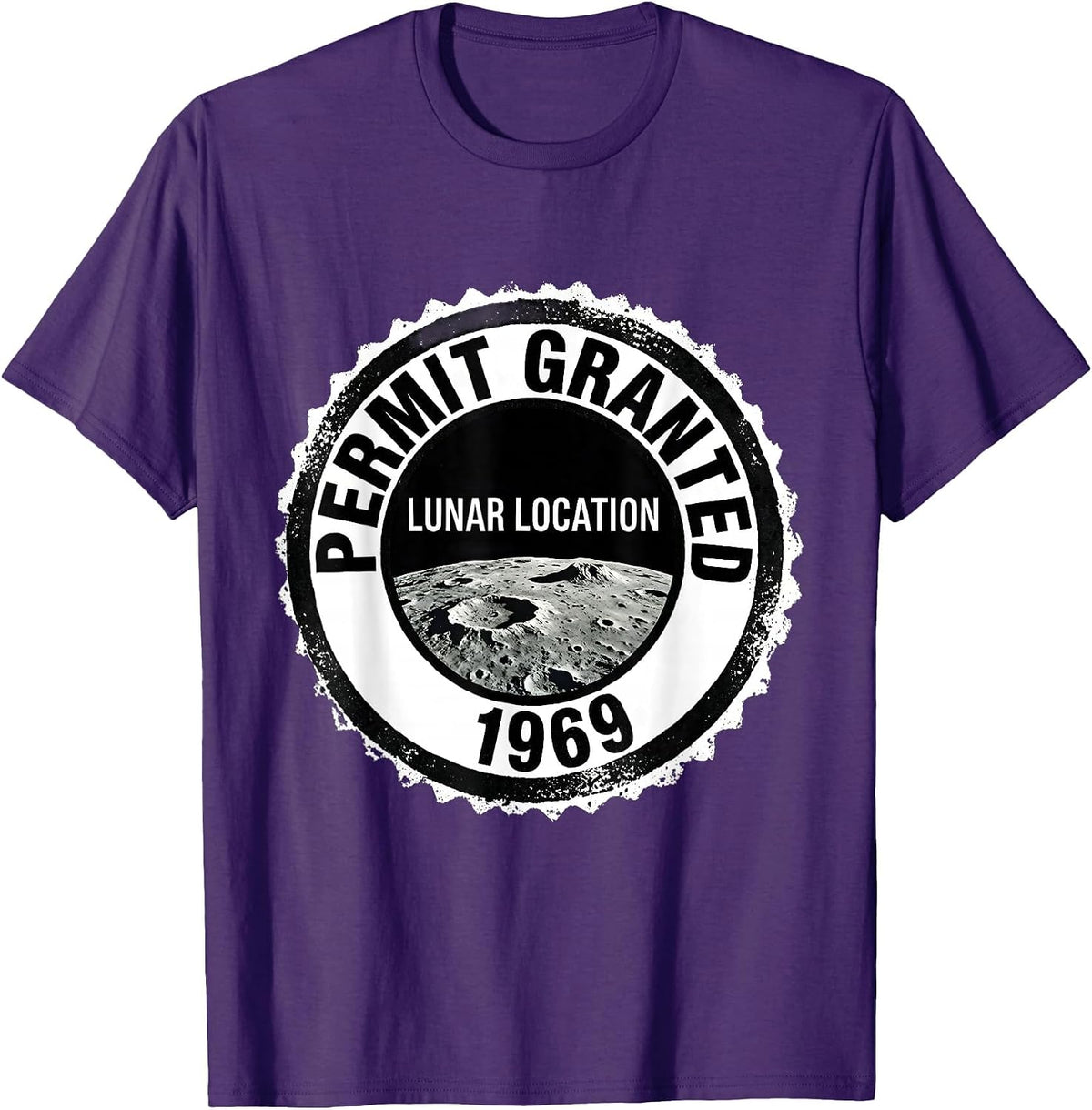 Men's Permit Granted Lunar Location 1969 Retro Astronomy Graphic T-Shirt - Purple