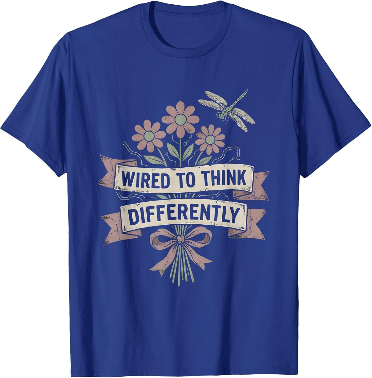Wired to Think Differently Dyslexia Awareness T-Shirt - Royal Blue