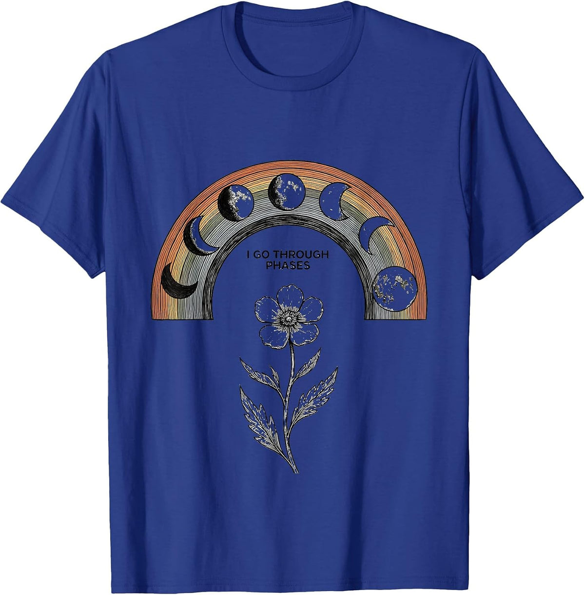 Men's I Go Through Phases Mystic Moon Phase Astronomy Boho T-Shirt - Royal Blue