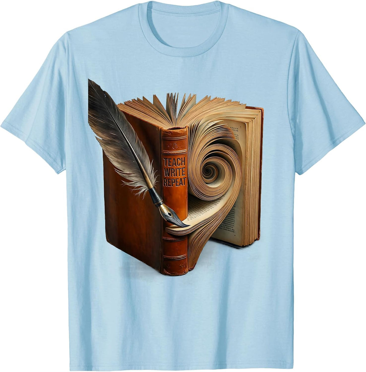Teach Write Repeat English Teacher Design T-Shirt - Baby Blue