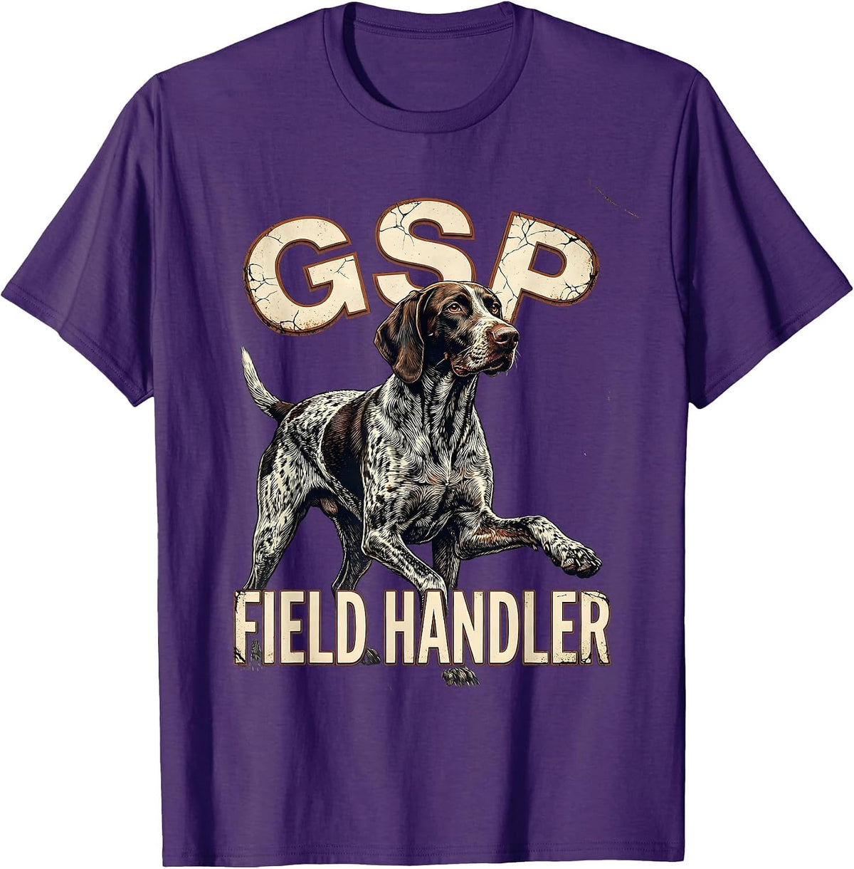Men's GSP Field Handler Distressed German Shorthaired Pointer Dog T-Shirt - Purple
