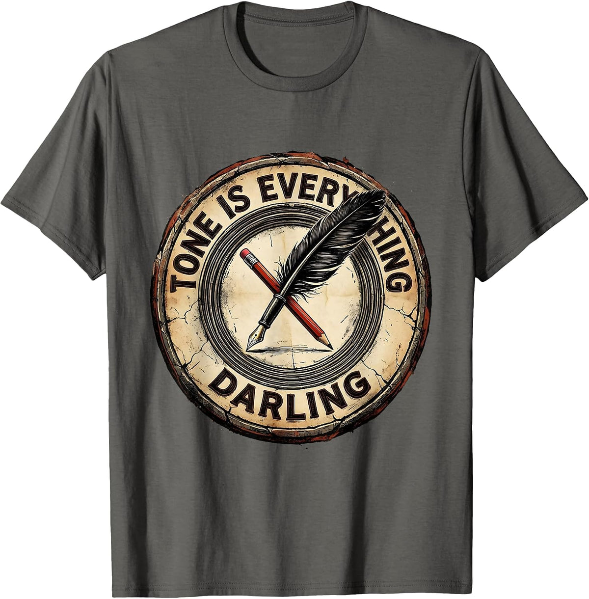 Tone Is Everything Darling English Teacher Design T-Shirt - Asphalt Grey
