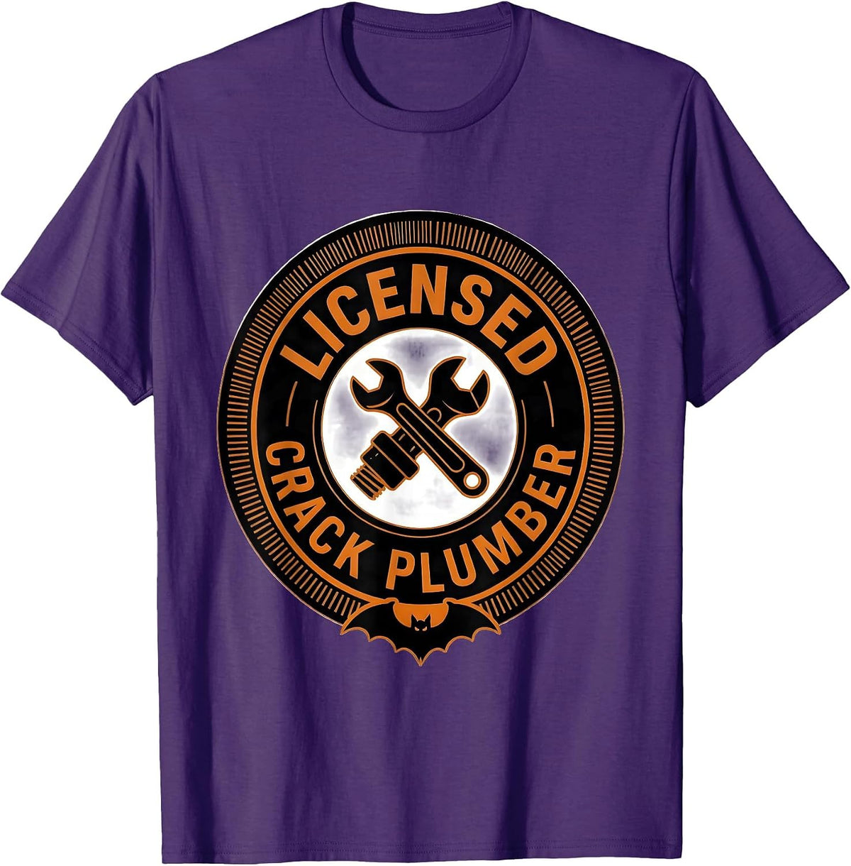 Licensed Crack Plumber Funny Occupation Halloween Costume T-Shirt - Purple