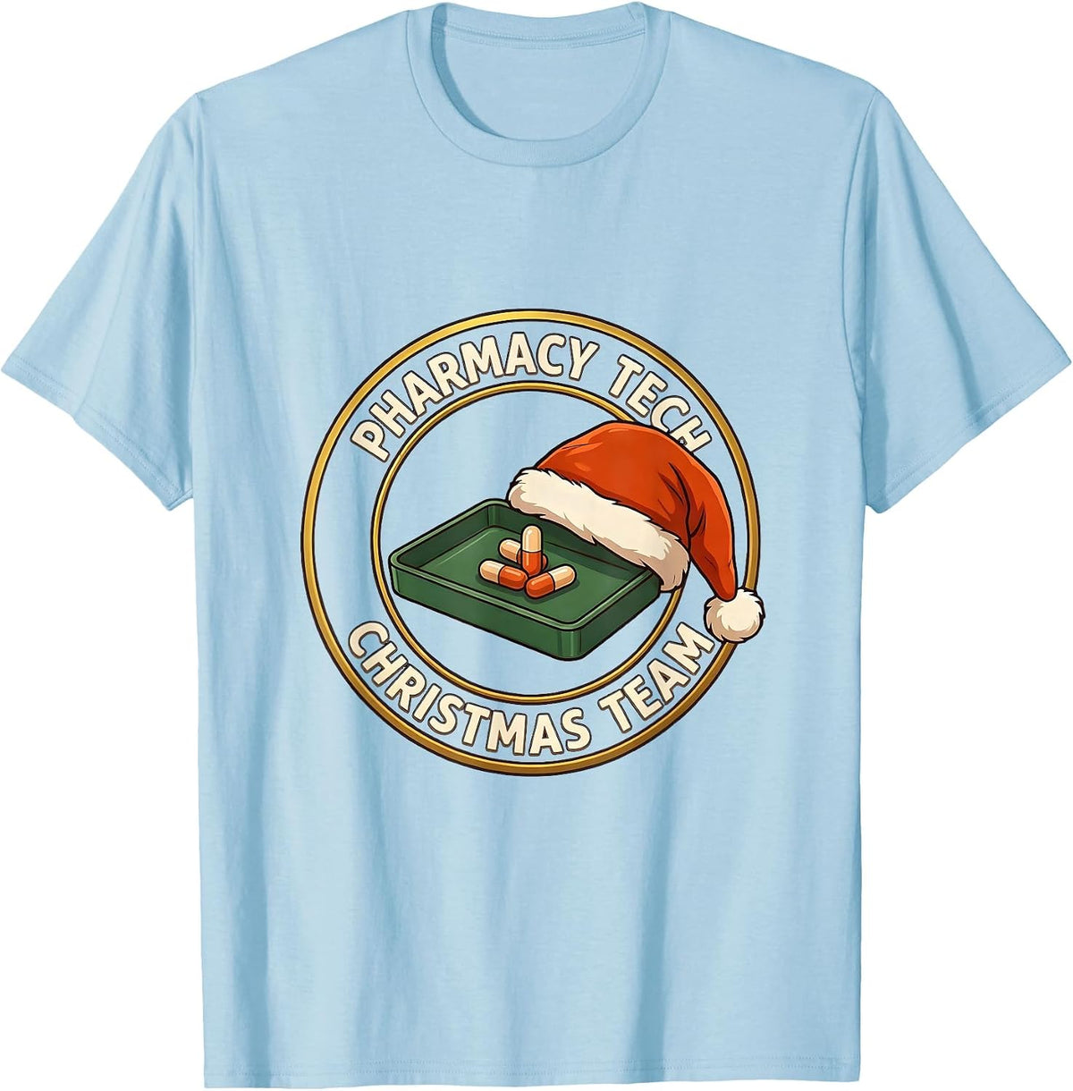 Men's Pharmacy Tech Christmas Team Funny Pharmacy Technician T-Shirt - Baby Blue