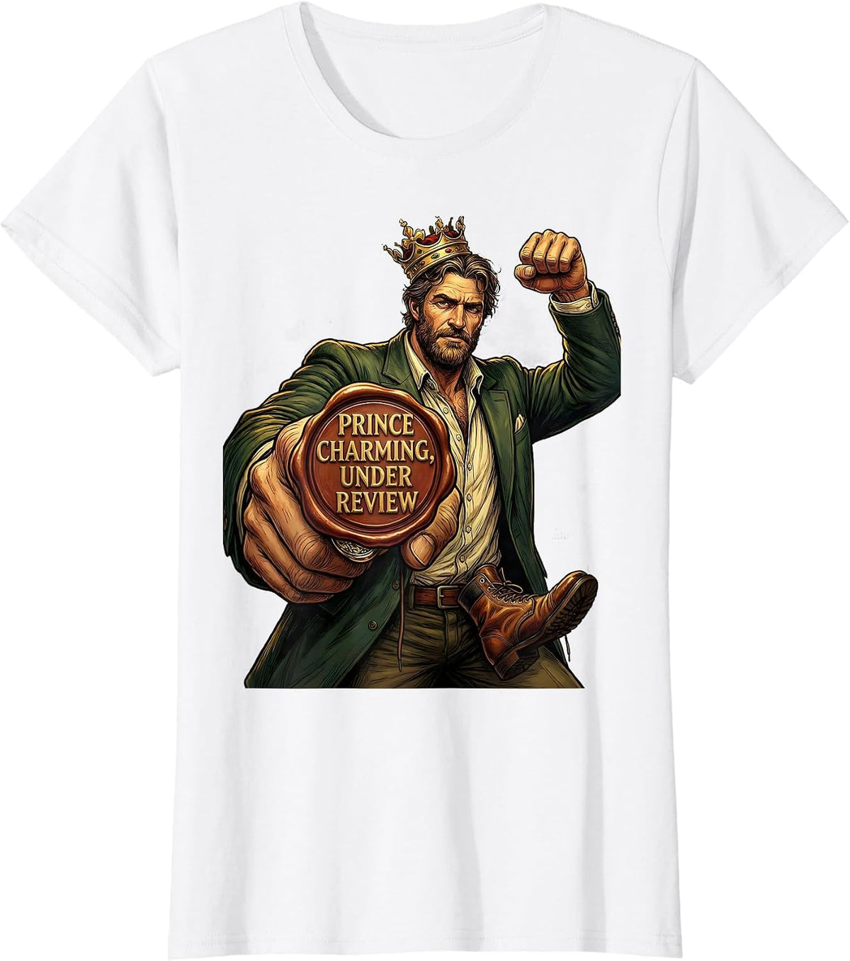Prince Charming Under Review Funny Fairy Tale Romance T-Shirt - White